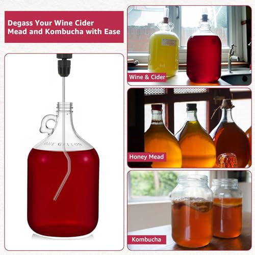 16” Stainless Steel Whip Degassing Stirrer, Wine Beer Degasser Whip for Wine Making, Drill Mixer Rod Attachment Wand, Mixing Stirring De Gassing Beer Wine Kombucha Mead Wort