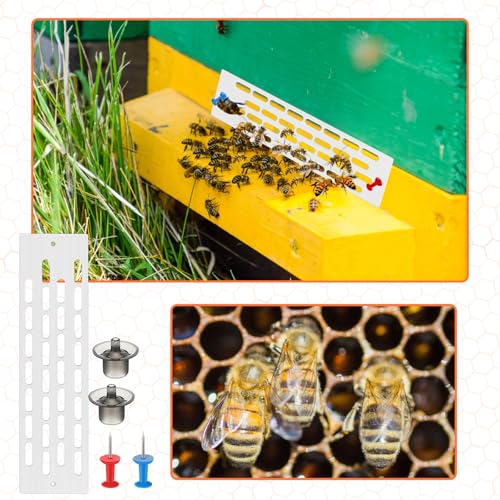 Qualirey 11 Pcs Queen Bee Marking Kit with Bottles Marking Pens Plastic Catcher Queen Bee Cage Clips Beehive Entrance Gate Cell Cups Push Pins for Beekeeping Supplies (Blue)