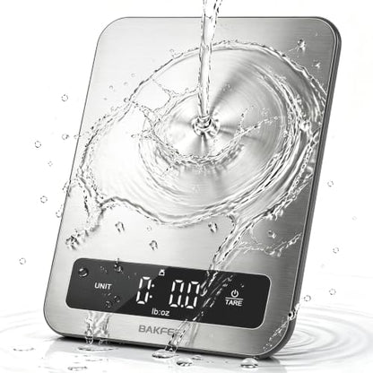 Waterproof Kitchen Food Scale, 1g/22lb, IP67, Rechargeable, Grey | Premium Stainless Steel & Tempered Glass, Clear LED Display, with 6 Units, Tare, Ideal for Cooking, Making Sourdough Bread - color: Grey