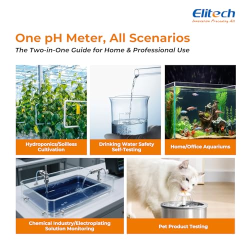 Elitech PHM-230 Professional pH Pen Meter – Digital Tester for pH & Temperature in Hydroponics, Growing Solutions, Drinking Water with ATC & Full Calibration Kit (0.00–14.00) for Plant Health