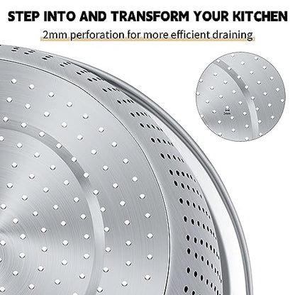Gulex Colander Stainless Steel 3-quart with Bowls,Strainer for Kitchen(2PC) - color: Black, size: 3QT