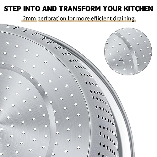 Gulex Colander Stainless Steel 5-quart with Bowls,Strainer for Kitchen(2PC) - color: Black, size: 5QT