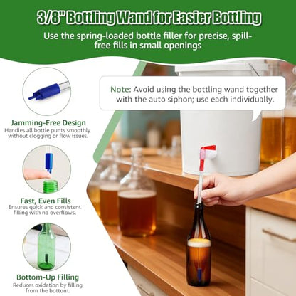 14” Auto Siphon Homebrew -3/8” Racking Cane, Wine Siphon Pump with 5.5FT Tubing & Clamp, Bottling Wand, Airlock for Fermenting with Stoppers & Grommets, Siphoning Kit for Wine Making Homebrew - color: Black