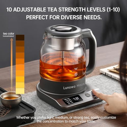 120V Titanium & Glass Electric Tea Kettle, Pro Steam Extraction for All Teas (Green, Black, Oolong), 11 Temp & 10 Strength Levels, 1.2L, 12H Keep Warm, BPA-Free, 1 Infusers - color: Grey with Extraction Tea Infuser