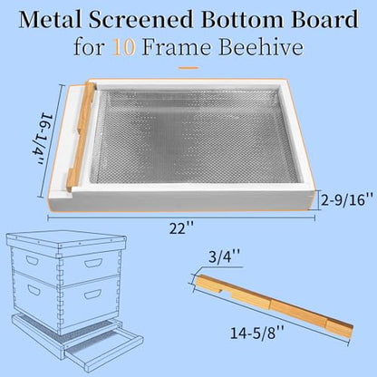 2 Pcs Bee Hive Metal Screened Bottom Board for 10-Frame Hives, Paint Finishing with Entrance Reducer Beehive Metal Screened Bottom Board for 10-Frame Langstroth Hives Beekeeping Supplies - size: 10-Frame