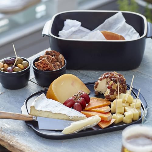 Emile Henry, Black Cheese Storage Box/Serving Platter, 12 x 8 x 4.4in - color: Black