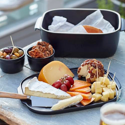 Emile Henry, Black Cheese Storage Box/Serving Platter, 12 x 8 x 4.4in - color: Black