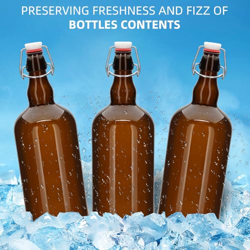 1PC Swing Top Beer Bottles with Easy Flip Top 32 Oz Amber Glass Bottle Set with Airtight Cap for Kombucha, Carbonated Drinks, Brewing, and Fermenting