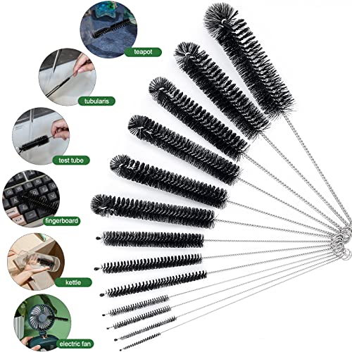 CiaraQ Bottle Cleaning Brushes, 8 Inch Nylon Tube Brush Set | Black Cleaner for Narrow Neck Bottles Cups with Hook, Set of 13pcs - color: Black, size: 8.0 Inch (13pcs)
