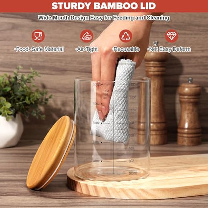 RYTOXILO Sourdough Starter Jar Kit, 50 Oz Glass Large Sour Dough Jars Wide Mouth for Beginners, 10 Pcs Bread Starter Container Set with Bamboo Lid, Sourdough Jar with Bread Baking Supplies Accessories - size: 2 Jars+8 Accessories