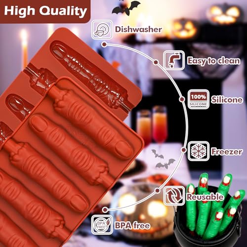 Webake The Original Halloween Witch Finger Chocolate Mold, 6-Cavity Finger Pretzel Rod Molds for Chocolate, Pretzel, Cookie, Pack of 2 - style: Finger