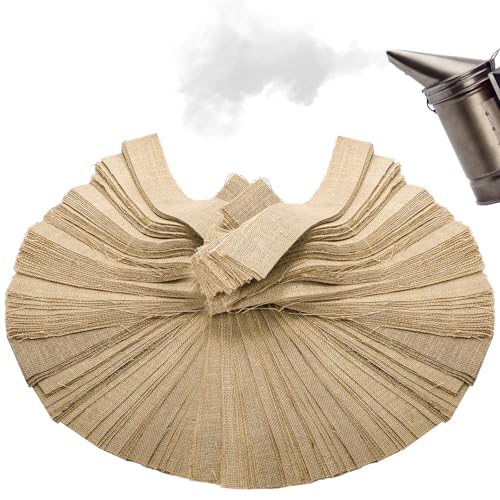 Lawei 4 Pound Burlap Bee Smoker Fuel, Jute Burlap Smoker Fuel for Beekeeping, Natural Bee Hive Smoker Fuels Easy to Light, Long Continuous Burn, Produces Clean and Cool Smoking for Bee Hives Smoker