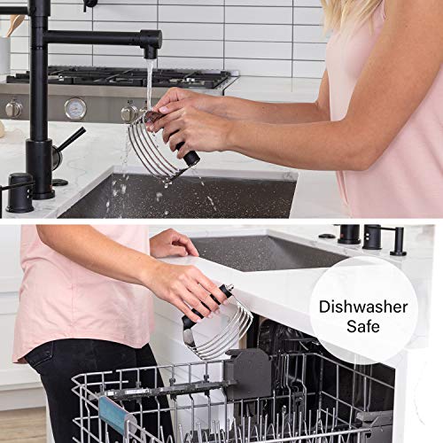 Spring Chef Dough Blender, Top Professional Pastry Cutter with Heavy Duty Stainless Steel Blades, Large Size, Black - color: Black, size: 4" Large