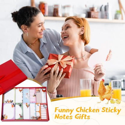 Chiisong 12 Pads Chicken Sticky Notes Cute Sticky Notes 3x4 Roosters Gifts for Women Chicken Funny Memos Animals Notepad Office Supplies Christmas Small Gifts - style: Chicken