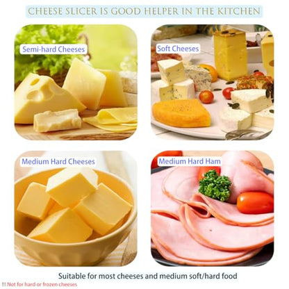 Cheese Slicer with 16 Replacement Wires, Stainless Steel Cheese Cutter Board with Precision Scale for Cutting Cheese Butter Ham Beet Boiled Eggs, Silver