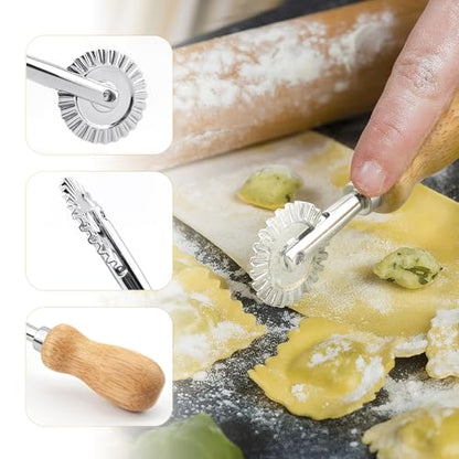 BlingKingdom Fluted Pastry Wheel Cutter, Sturdy Pasta Cutter Wheel Ravioli Crimper Edge Cutter Wheel for Home and Kitchen - 1.5 Inch Diameter