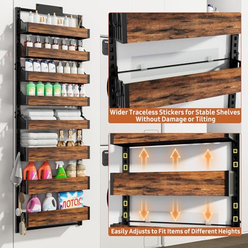 Over the Door Pantry Organizer: Storage and Pantry Organization with Hanging Basket - 8-Tier Metal Spice Rack Adjustable Shelves for Kitchen Laundry Room Bedroom & Bathroom Black - size: 8-Tier