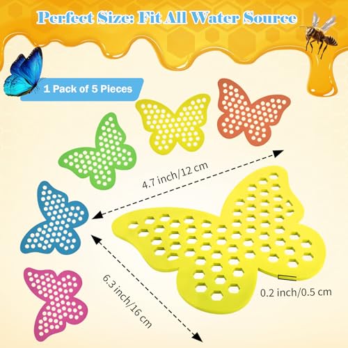 Floating Bee Island Watering Station - 5 Pack, Bee-Friendly EVA Foam, No Sinking, Drowning-Proof, Fade-Proof, Pre-Cut, Birdbath, Pools & Garden Hydration Solution for Pollinators (Butterfly) - size: Butterfly