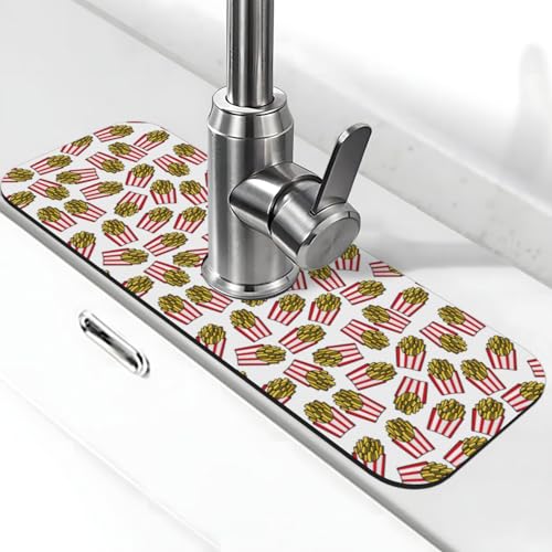 Fries Faucet Mat For Kitchen Sink, Absorbent Countertop Protector, Quick Dry Sink Splash Guard Pad, Waterproof Draining Mat 15" X 5.5" - color: Style 5