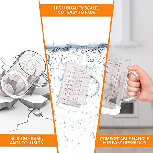 77L Glass Measuring Cup, 2-Cup/500 ML Liquid Measuring Cups, Measuring Cup With Handle and V-Shaped Spout, Glass Beaker with Three Scales (OZ, Cup, ML), Dishwasher/Freezer/Microwave Safe - size: 2 Cup / 500 mL