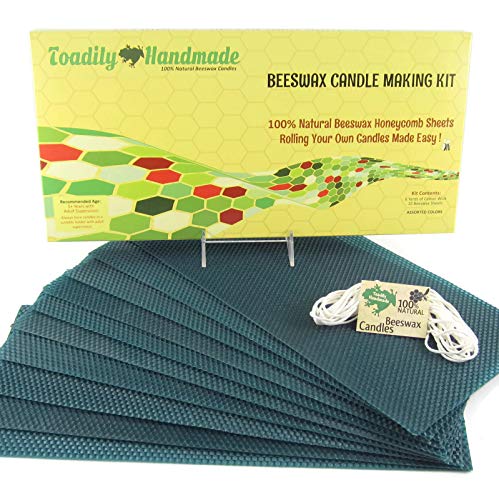 Make Your Own Beeswax Candle Kit - Includes 10 Full Size 100% Beeswax Honeycomb Sheets in Forest Green and Approx. 6 Yards (18 Feet) of Cotton Wick. Each Sheet Measures Approx. 8" x 16 1/4". - color: Forest Green