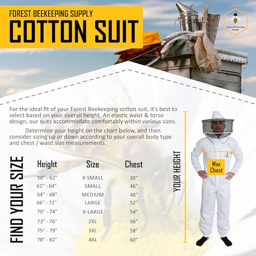 Professional Bee Suit for Men and Women, Beekeeping Suit with Bee gloves, 100% Cotton Beekeeping Suits Outfit for Hobbyists, Backyard & Commercial keepers - Large - size: Large