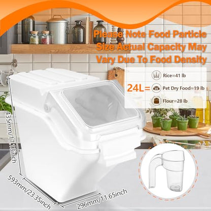 Flour Bin,25 lb Stackable Kitchen Ingredient Storage Container with Lid - Food Pantry Organizer for Flour, Sugar, Rice, Baking,Dog Food Supplies (25lb) - size: 25lb