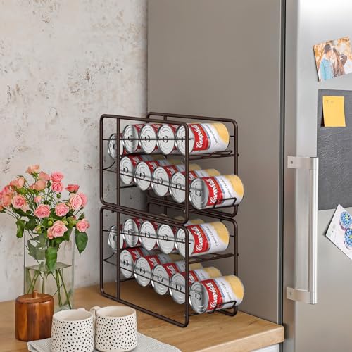 MOOACE 4 Pack Can Dispenser Rack, Stackable Can Storage Organizer Holder for Canned Food Kitchen Cabinet Pantry Countertop, Bronze - color: Bronze