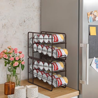 MOOACE 4 Pack Can Dispenser Rack, Stackable Can Storage Organizer Holder for Canned Food Kitchen Cabinet Pantry Countertop, Bronze - color: Bronze