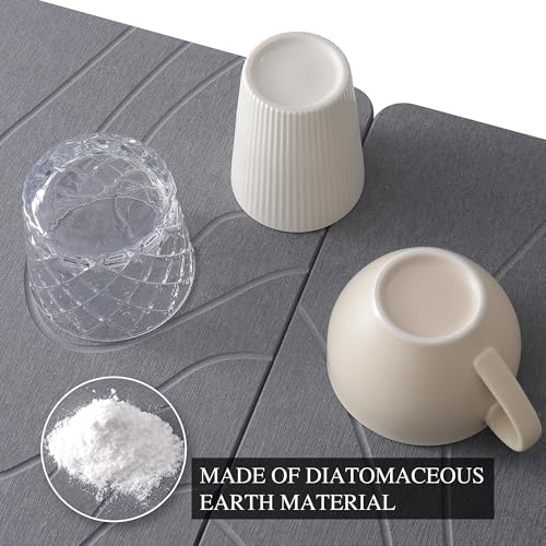 2 Pack Stone Drying Mat for Kitchen Counter, (Gray, 16''x12'') | Quick Dish Drying Stone Mat Kitchen,Stone Dish Drying Mat,Quick-Dry Absorbent Bath & Countertop Stone Dishes Mats - color: Gray