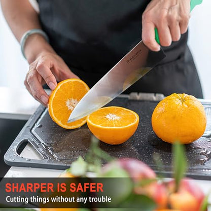 10 inch Japanese High Carbon Stainless Steel Chef Knife, Professional Sharp Wide Cook Knife with Non-slip Ergonomic Handle, for Kitchen Home Restaurant (Green) - color: Green