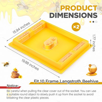 2 Pack 10 Frame Bee Top Feeder, Assembled Plastic 10 Frame Beehive Candy Board Feeder for Feeding Water or Sugar Cake to Bee Hives Beekeeping Supplies Tool Equipment 1.2 Gallon, Easy to Use