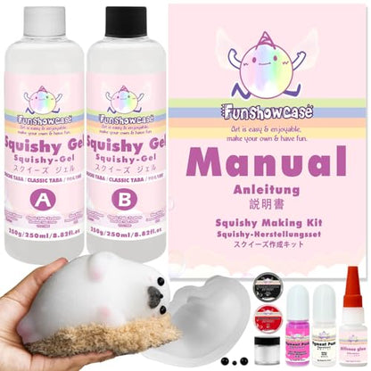 Taba Squishy Kit Big Seal Silicone Mold 6''+Liquid Gel+Flocking Cute Animal Making Set - color: 6" Seal
