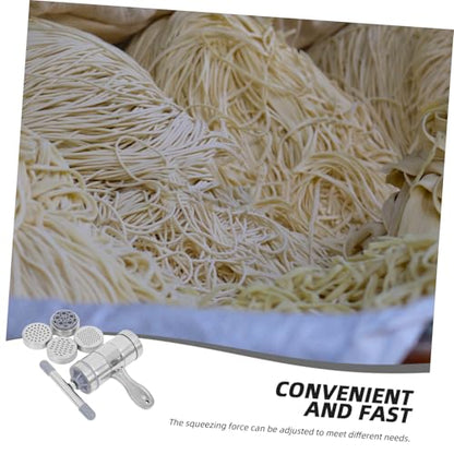 6pcs Manual Honey Extractor and Pasta Machine Set Pressing Force Includes Stainless Steel Honey Presser and Spaghetti Maker Molds for Home Use