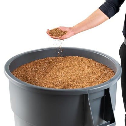 PRO&Family Commercial Round Trash Can, Ingredient Bin, Heavy-Duty Plastic, Anti-Static, Kitchen, Office, Outdoor Use (Gray, 55 Gallon) - color: Gray, size: 55 Gallon