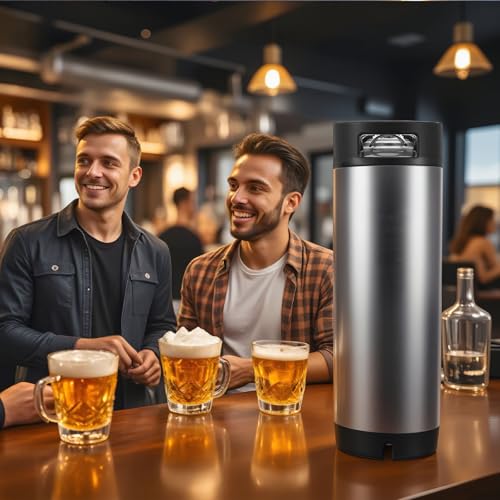 VEVOR Corny Keg, 5 Gallon Ball Lock Keg, SUS304 Cold Brew Kegs with Dual Rubber Handles & Heavy-Duty Rubber Bottom, Brewing Equipment for Home Brewing Party, 2 PCS - size: 5 Gal*2 - Corny Keg