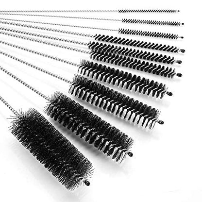 CiaraQ Bottle Cleaning Brushes, 8 Inch Nylon Tube Brush Set | Black Cleaner for Narrow Neck Bottles Cups with Hook, Set of 10pcs - color: Black, size: 8.0 Inch (10pcs)