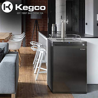 Kegco HBK309X-2 Keg Dispenser, 2 faucet without keg Black Stainless Steel - color: Black Stainless Steel, size: 2 Tap