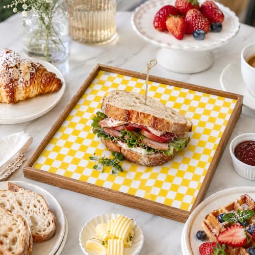 1000 Pcs Deli Paper Sheets 12x12", Premium Food Basket Liners, Grease Resistant Wax Paper Sheets for Food, Classic Checkered Sandwich Wrapping Paper for Party, Festival and Outdoors - color: Yellow