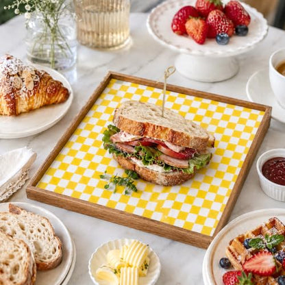 1000 Pcs Deli Paper Sheets 12x12", Premium Food Basket Liners, Grease Resistant Wax Paper Sheets for Food, Classic Checkered Sandwich Wrapping Paper for Party, Festival and Outdoors - color: Yellow