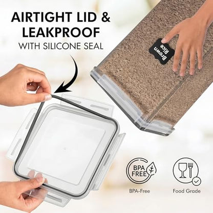 WHITE FEATHER SUPPLIES 2 PC [7 Qt / 6.5L / 220 Oz] Large Food Storage Containers with Lids Airtight - BPA Free Clear Plastic Kitchen and Pantry Storage Containers for Cereal, Flour, Sugar, Rice - color: Black - 2 Pack
