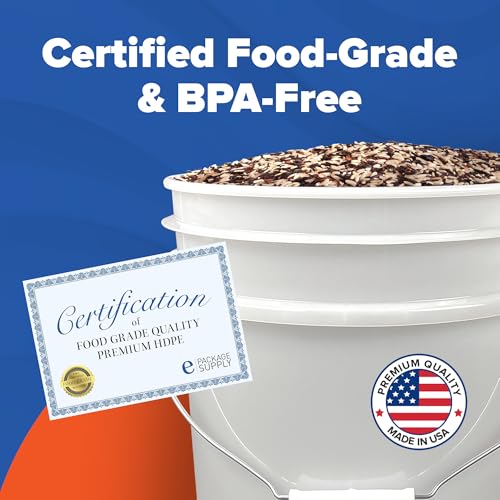 ePackageSupply 5 Gallon Plastic Bucket with Airtight Lid | Made in USA | Food Grade Bucket | BPA-Free | Heavy Duty 90 Mil All Purpose Pail | One 12" Rubber Mallet & One Lid Opener Included | 1 Pack - color: Translucent, size: 1 Pack