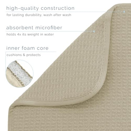 S&T INC. Dish Drying Mat Jumbo, 18” x 30”, Absorbent Microfiber Kitchen Counter Mat, Dish Drying Pad for Dishes, Utensils, Pots and Pans, Jumbo, Pure Cashmere - size: 18" x 30"