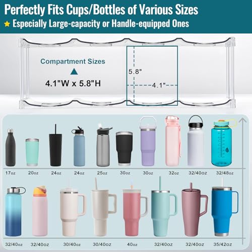Design for Stanley 40 OZ & Large Bottles & Tumblers with Handle - Acrylic Water Bottle Organizer - Stackable Clear Wine Rack Cup Holder for Home Kitchen Pantry Shelf Countertop Cabinet, 4 Tier Hold 16 - size: 4 Tier for 16