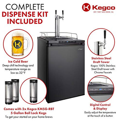 Kegco HBK309X-2 Keg Dispenser, 2 faucet without keg Black Stainless Steel - color: Black Stainless Steel, size: 2 Tap