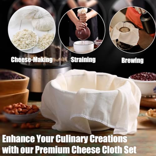 15 Pcs Cheese Cloths for Straining, 20x20 Inch Grade 100 Precut Cheese Cloth With Fabric Fine Mesh Cloth, 100% Unbleached Cotton, Reusable Muslin Cheesecloth for Straining, Juicing, Cooking Turkey - color: 15 Pcs