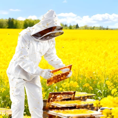 Full Body Beekeeping Suit, XL with Gloves, Lightweight, Sting Free
