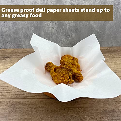 CAMKYDE Deli Paper Sheets 12" X 12" 100PK, Grease Proof Sandwich Wrapping Paper (White) - color: White
