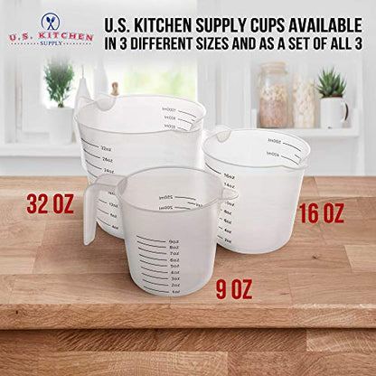 U.S. Kitchen Supply Plastic Measuring Cups with Handles - 8 oz (250 ml) Liquid Measuring Cup Set of 6 - Clear Microwave Safe Kitchen Cups - Measure in mL or Ounces, Measurement Cup for Cooking - size: 8-Ounce