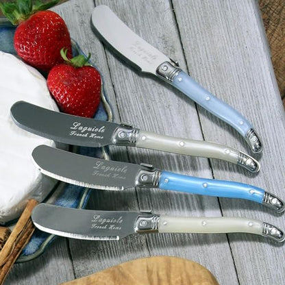 French Home Laguiole Spreaders, Set of 8, Blue and Cream - style: Blue and Cream